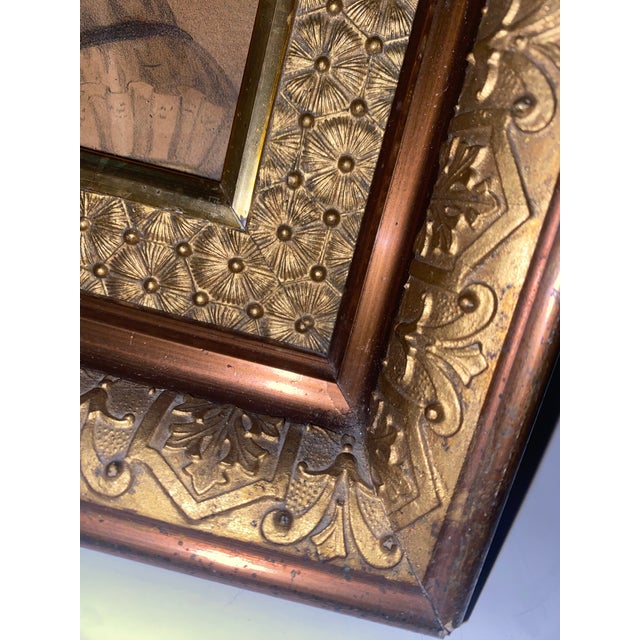 Antique Ornate Gilded Wood Picture Frame With Carved Details. For Sale - Image 4 of 12