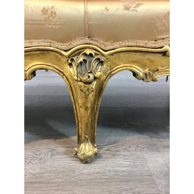 Antique French Tufted Gold Gilt Sofa For Sale - Image 4 of 6