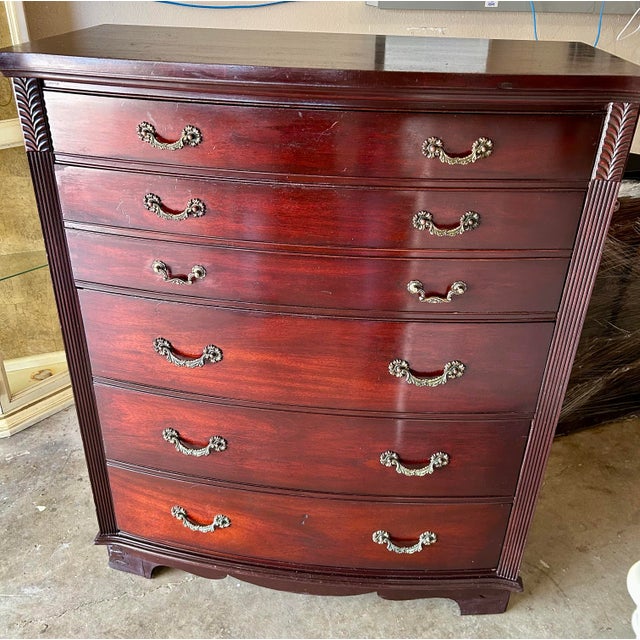 Beautiful vintage dark mahogany Dixie Furniture Co Federal style dresser. Dixie Furniture Co, based in North Carolina,...