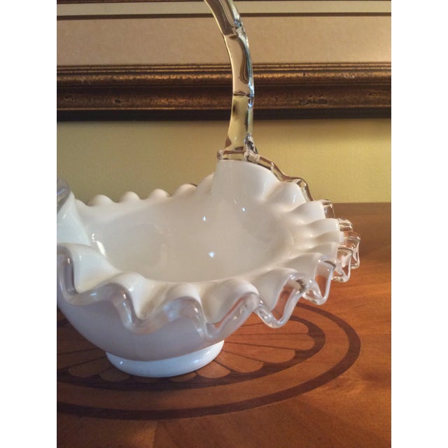 Vintage Fenton Silver Crest Basket With Faux Bamboo Glass Handle Chairish