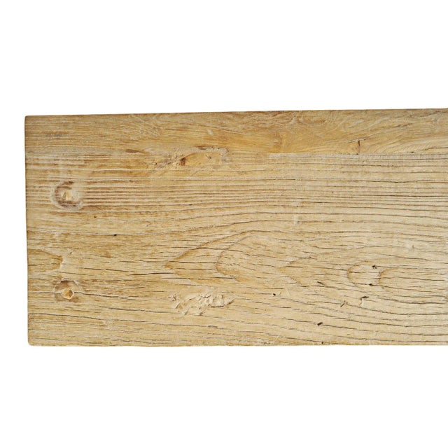 Mid 20th Century Vintage Farm Elm Work Bench For Sale - Image 5 of 7