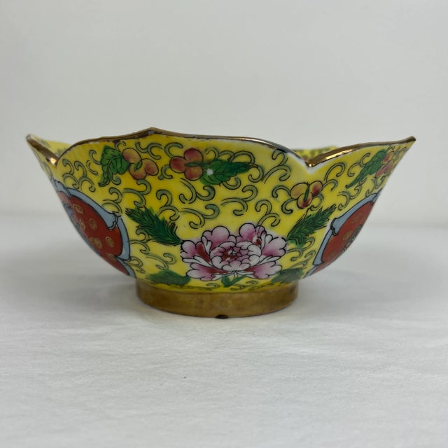 Mid 20th Century Hand Painted Chinese Lotus Bowl For Sale In Memphis - Image 6 of 8