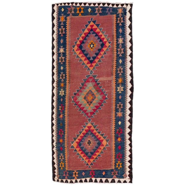 Brick Red Mid-20th Century Turkish Kilim Red Handmade Tribal Wool Rug For Sale - Image 8 of 8