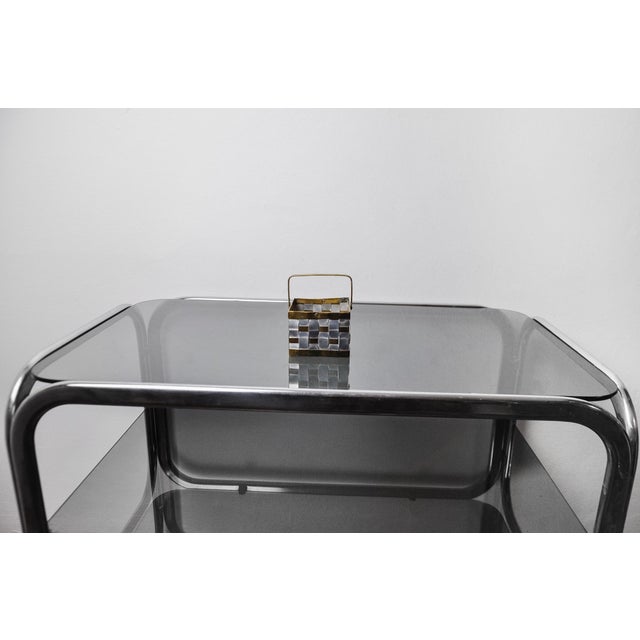 Hollywood Regency Hollywood Regency Cart attributed to Paul Evans, 1980s For Sale - Image 3 of 7