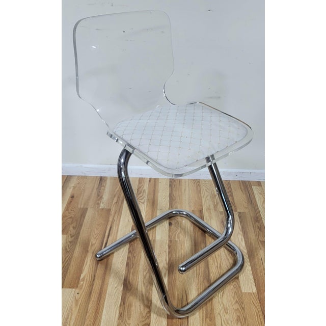 Lucite & Chrome Mid-Century Modern Bar & Pair of Barstool Chairs by Luigi Bardini For Sale - Image 18 of 18