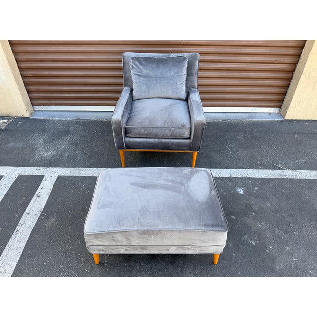 Mid-Century Modern Vintage Paul McCobb Attributed, Model 302 Lounge Chair and Ottoman for Directional For Sale - Image 3 of 8