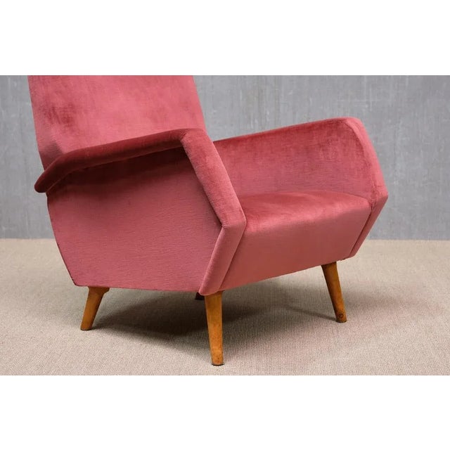 Set of Vintage Chairs in Coral Red Velvet and Beech by Gio Ponti for Asko, 1950s For Sale - Image 10 of 17
