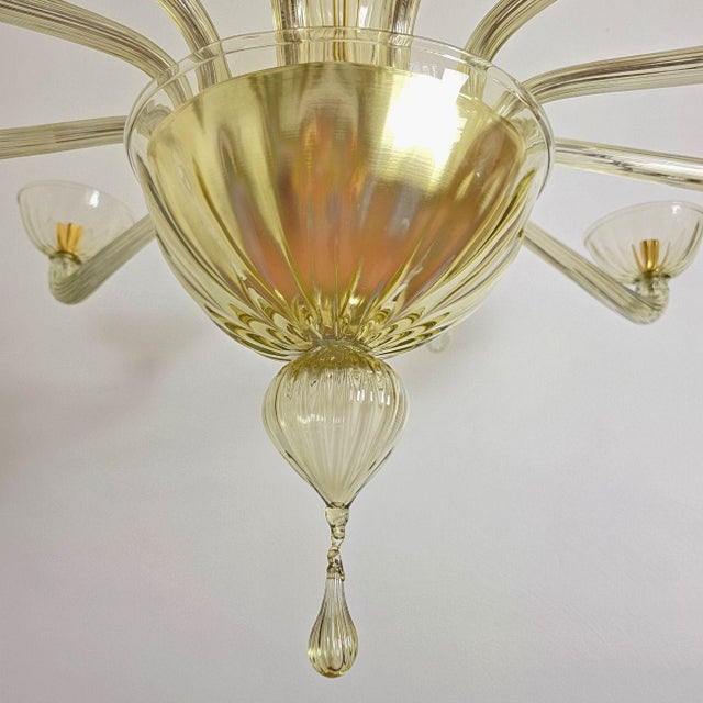 Green 1980s Large Green Murano Glass Mid-Century Modern Chandelier For Sale - Image 8 of 10