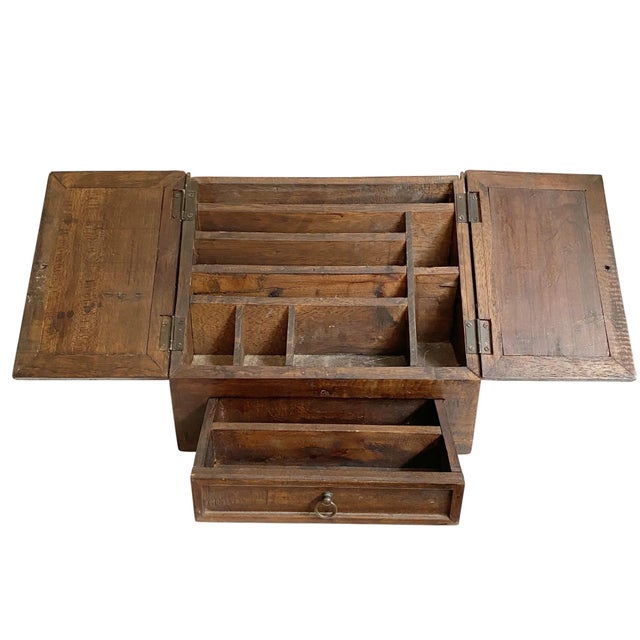 1920s Antique Wooden Secretary Tabletop Desk Organizer For Sale - Image 5 of 6