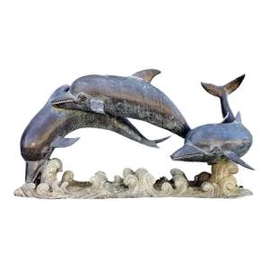 1970s Monumental Dolphins Bronze Statue