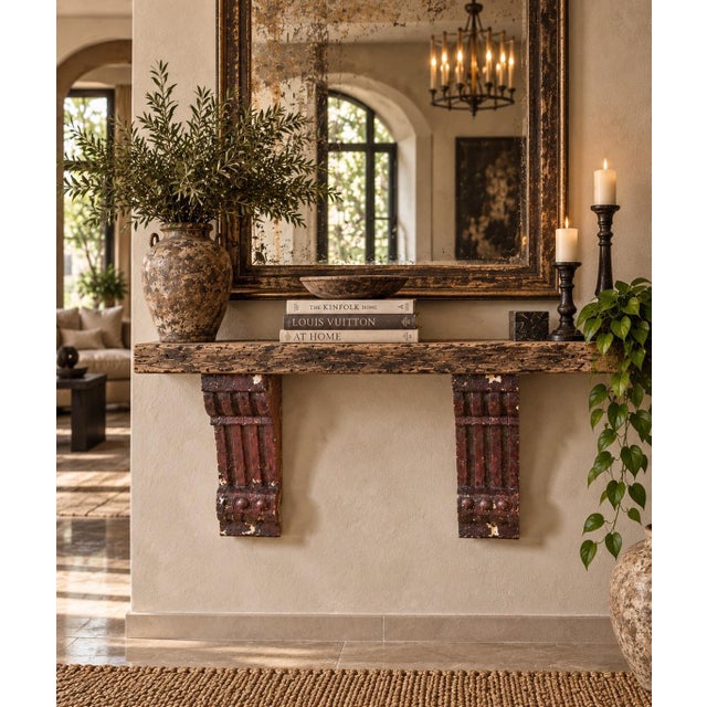 Rustic European A Pair of Antique 19th Century Carved Wooden Corbels With Fluted and Acanthus Leaf Details. For Sale - Image 3 of 10