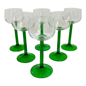 Mid Century French Cristal d'Arques-Durand "Emerald" Rhine Wine Glasses – Set of 6