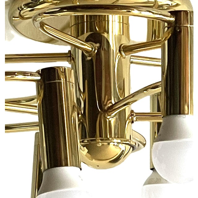 Mid-Century Modern Space Age 10-Light Brass Ceiling Lamp by Honsel Leuchten for Sölken Leuchten, Germany, 1970s For Sale - Image 16 of 18
