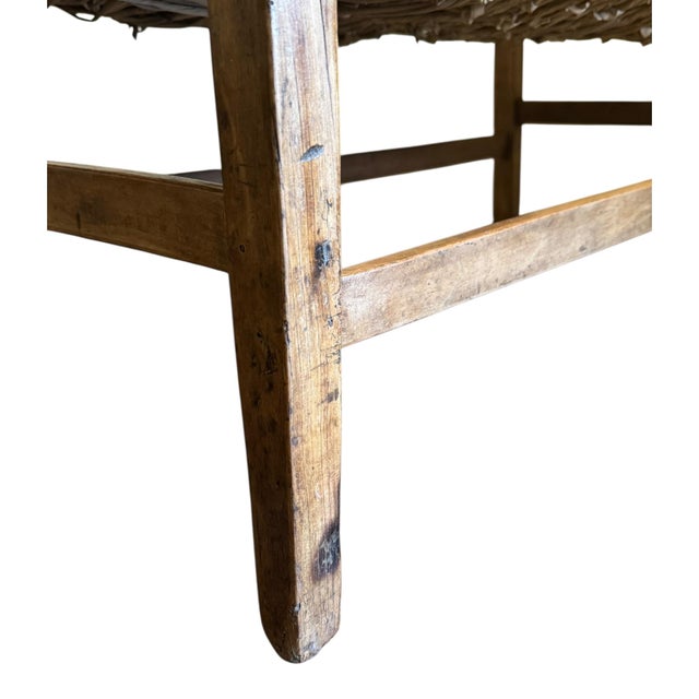 Wood Antique Arts & Crafts Walnut & Rush Two-Seater Settee, 1900 For Sale - Image 7 of 10