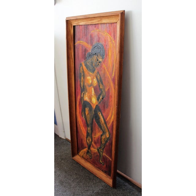 Mid-Century Modern Mid-Century Modern Abstract C. Dengler Vintage Oil Painting of Woman For Sale - Image 3 of 8