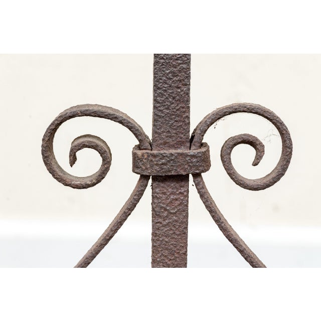 19th Century Antique Scrollwork Wrought Iron Andirons—A Pair For Sale In New York - Image 6 of 8