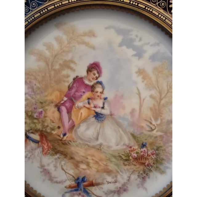 Antique Signed Sevres Gilt Chateau Lovers Plate For Sale - Image 10 of 12