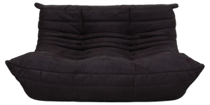 Togo 2-Seater Sofa in Black Alcantara Fabric by Michel Ducaroy for Ligne Roset, 1970s
