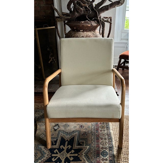 Contemporary Curved Wood Arm Chair For Sale - Image 4 of 5