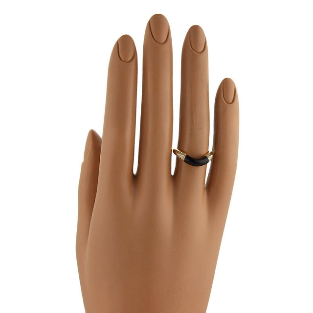 Late 20th Century Cartier Diamond & Onyx 18k Yellow Gold Stack Band Ring - Size 5 For Sale - Image 5 of 5