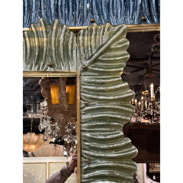 Murano Glass Palm Leaf Mirror For Sale - Image 4 of 7