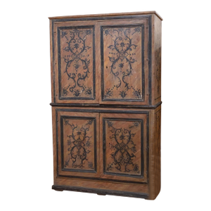 Early 19th Century European Hand Painted Four Door Linen Press, Armoire