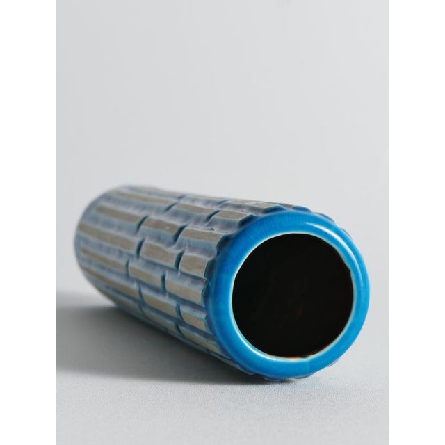 Tall Slender Blue Ceramic Cylinder Vase by Carl-Harry Stålhane for Rörstrand, 1960s For Sale - Image 14 of 18