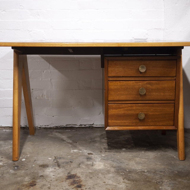 Brown Mid-Century Teak Desk with Formica Top, 1960s For Sale - Image 8 of 12
