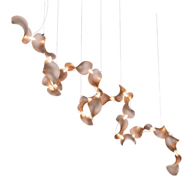 Dune 20 Spiral Chandelier with Shades in Copper Metallic Tone by Daniel Becker for Moss Objects For Sale