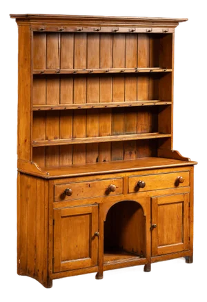 Antique Pine Step-Back Cupboard With Plate Rack