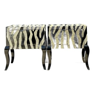 Vintage Zebra Stripe Tessellated Nightstands - A Pair For Sale