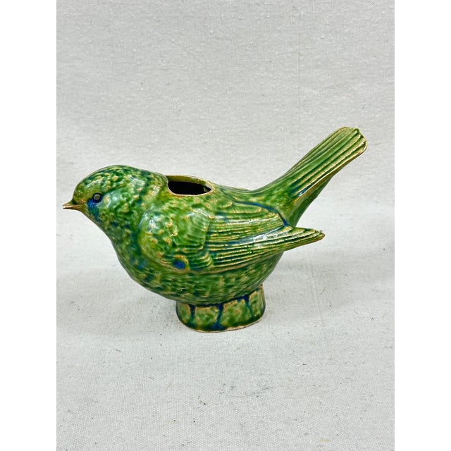 1970s Vintage Green Glazed Bird Watering Jug For Sale - Image 5 of 11