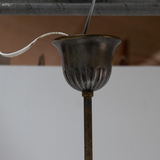 Art Deco Danish Brass Chandelier with Marbled Opaline Shades, 1930s. For Sale - Image 12 of 18