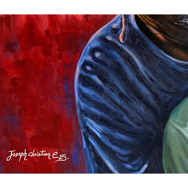 Portraiture "We Gather Dey", Acrylic on Canvas Painting by Joseph Ekeomobong For Sale - Image 3 of 3