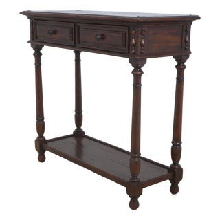 Theodore Alexander Mahogany 2 Tier 2 Drawer Console Table For Sale