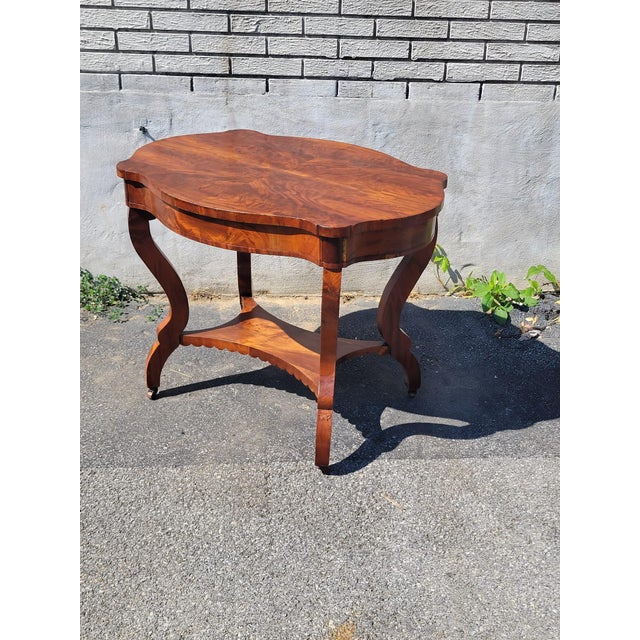 Brown 19th Century American Empire Flame Mahogany Center Table. For Sale - Image 8 of 18