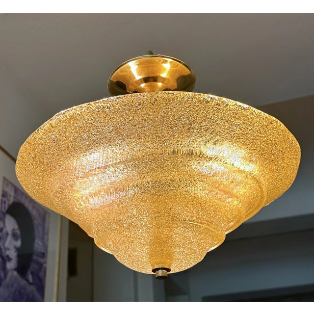Murano Gold Rugiadoso Glass Semi Flush Mount Ceiling Light For Sale - Image 9 of 17