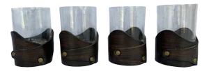 Mid 20th Century El Cid Cocktail Glasses With Leather Cozies- Set of 4