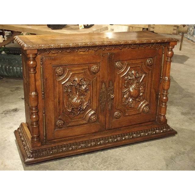 18th Century French Oak Hunt Buffet With Game Bird and Fish Panels For Sale - Image 13 of 13