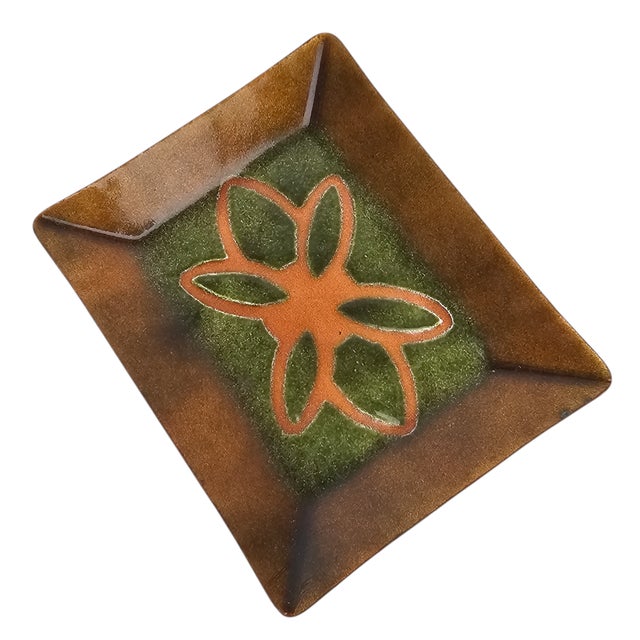 Mid-Century Modern Mid-Century Brutalist Copper Enamel Abstract Dish For Sale - Image 3 of 6