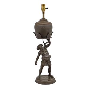 Grand Tour Bronze Figure Oil Lamp