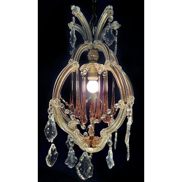 Trio Murano chandelier: 1) Height 100 cm, diameter 24 cm. Height without the chain 50 cm 2) Height 76 cm, diameter 34 cm....