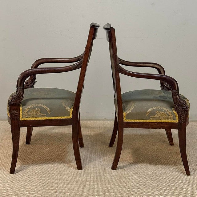 Pair 19th Century French Empire Period Mahogany Armchairs ~ Fauteuils For Sale In Dallas - Image 6 of 17