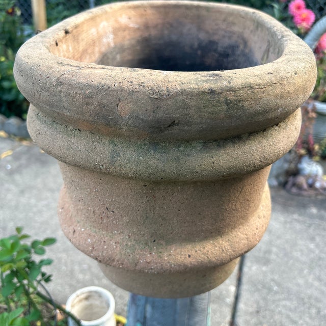Mid 20th Century Vintage Large Rustic Wide -Ribbed Oval Terracotta Planter For Sale - Image 5 of 12