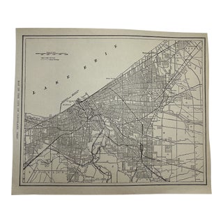 Antique 1920s Cleveland Ohio City Map For Sale