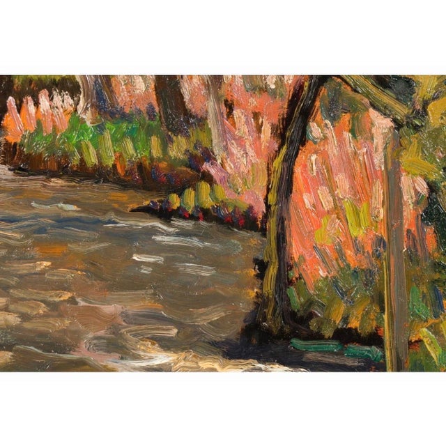 Post Impressionist Albert Malet, French Post Impressionist Oil Painting Albert Malet Landscape With Man Fishing For Sale - Image 3 of 11