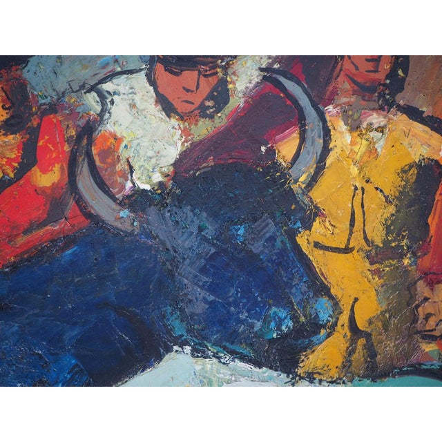 Pierre Ambrogiani, The Arrival of the Bull, Signed Oil on Canvas For Sale - Image 13 of 18
