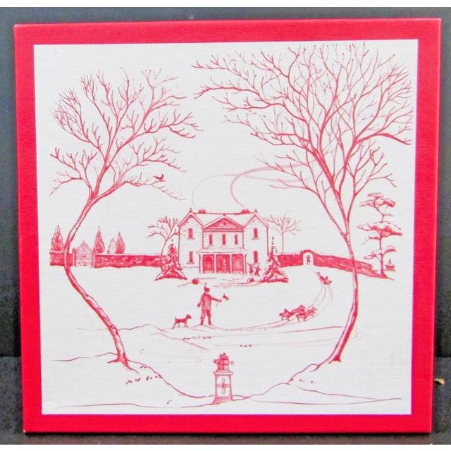 Juliska Country Estate Ruby Party Plates 4 Landscapes With Box For Sale - Image 11 of 13