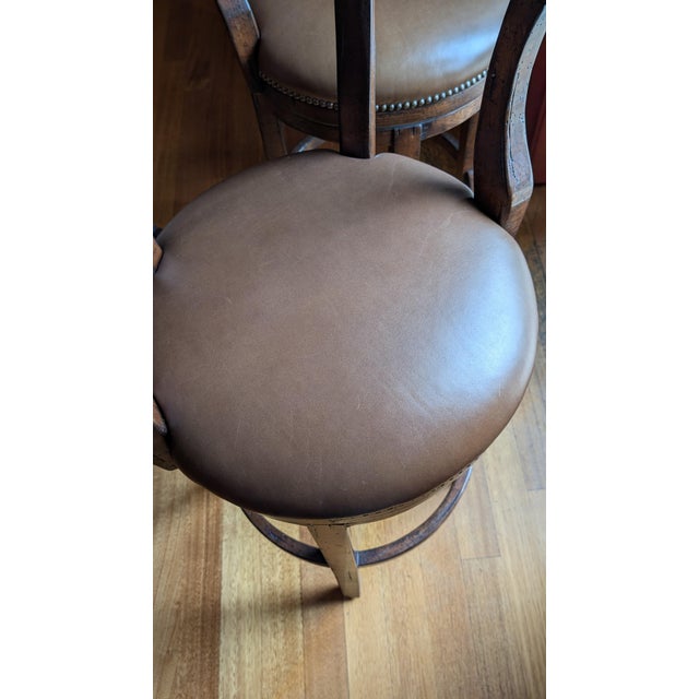 Coffee Alder & Co Swivel Bar Stools With Leather Seats For Sale - Image 8 of 10