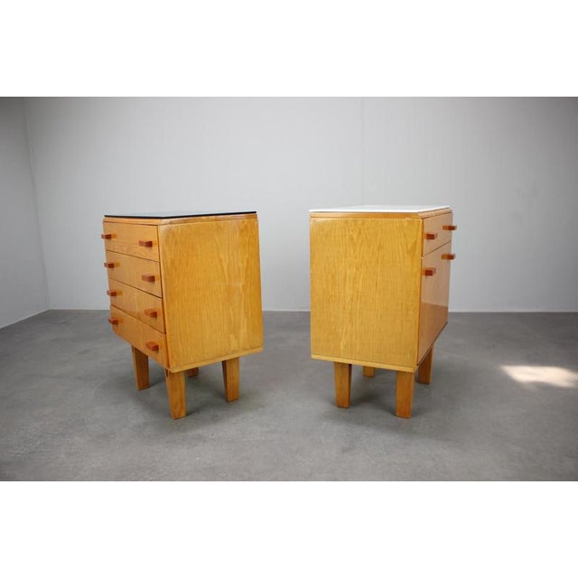 Wood Mid-Century Maple Nightstands with Black and White Tops by František Mezulaník, 1960s, Set of 2 For Sale - Image 7 of 18